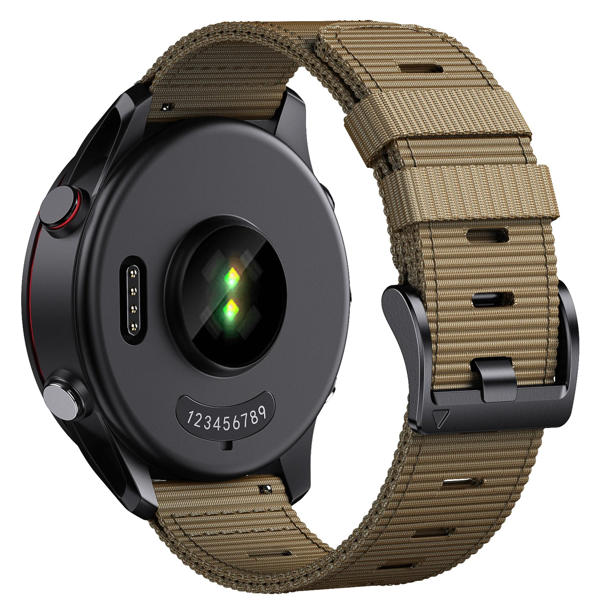 COROS Ribbed Nylon Band with Black Buckle – Khaki