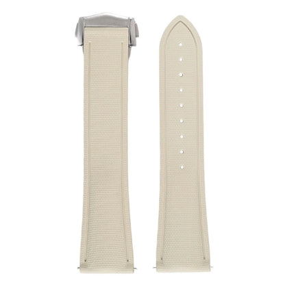 Garmin Sailcloth-Texture FKM Rubber Band in Beige with Silver Clasp
