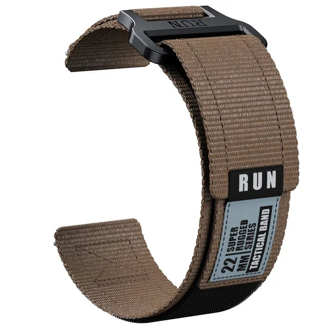 COROS Nylon Hook-and-Loop Band with Label Detail – Brown