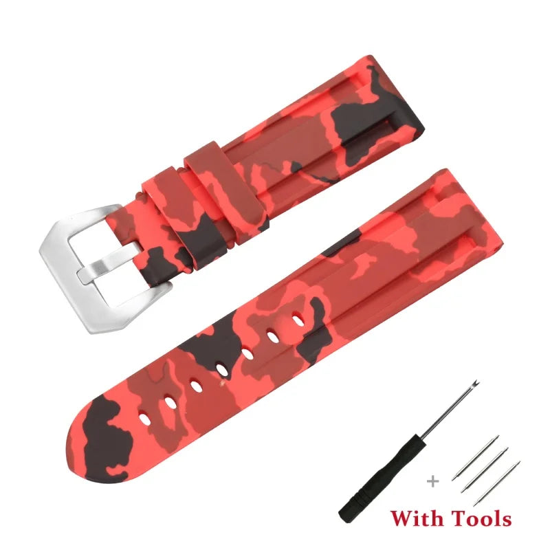 COROS Silicone Buckle Band in Solid and Camo Colors – Red Camo