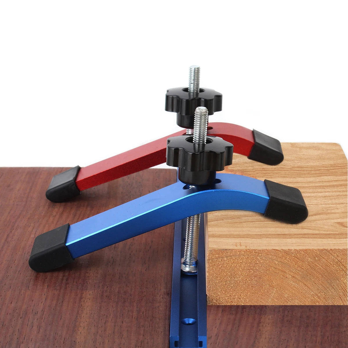 T-track hold-down clamps in use