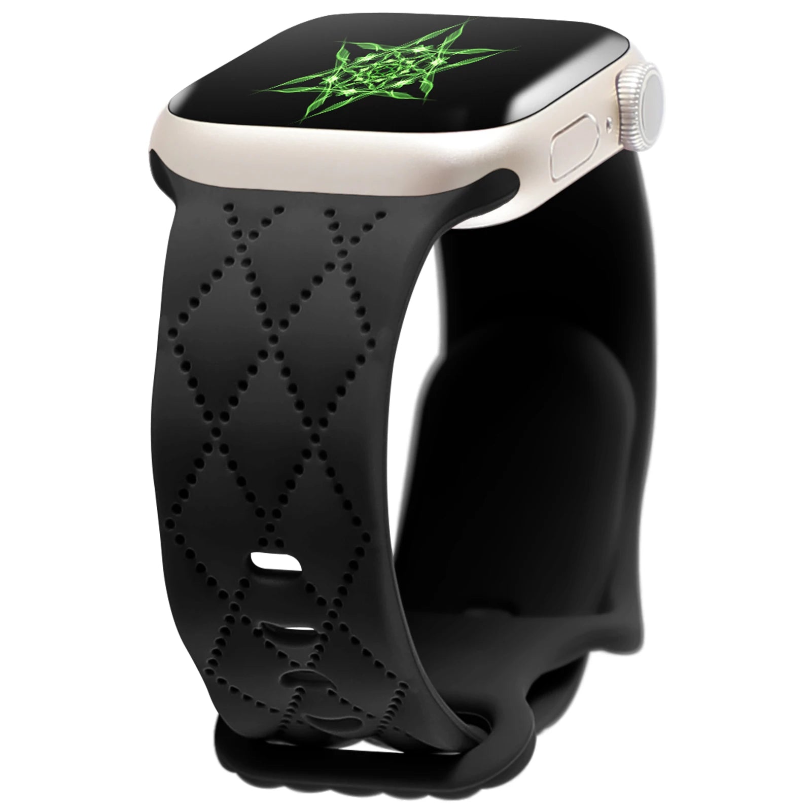 Apple Watch Silicone Strap in black, featuring a soft, flexible, and waterproof design for ultimate comfort and style.