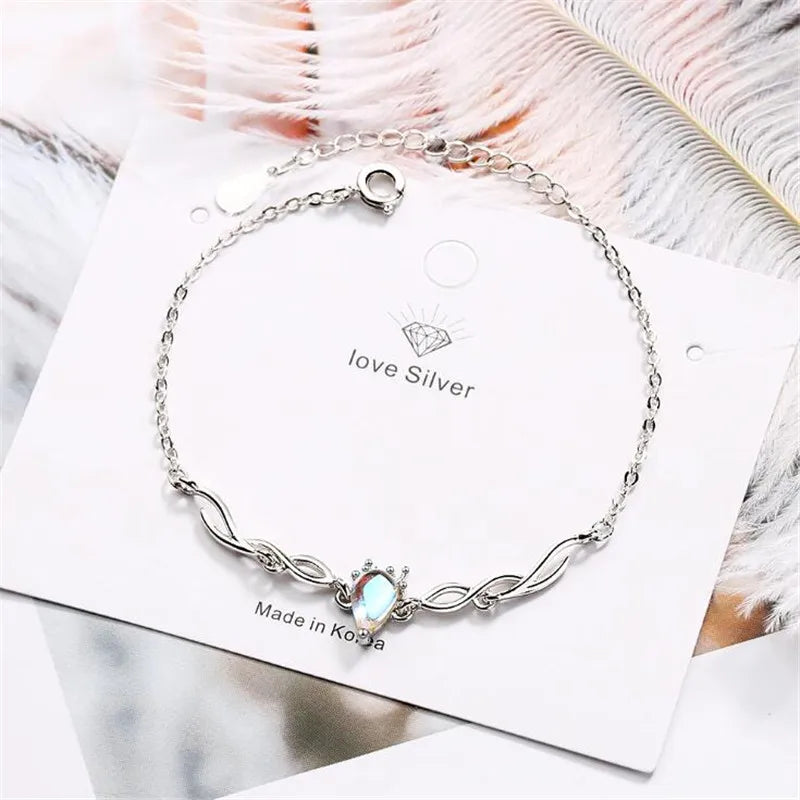 Simulated Moonstone Deer Bracelet, 925 Sterling Silver, photo 7