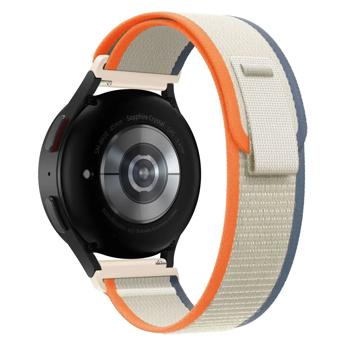 Motorola Moto Nylon Trail Loop Watch Band with Pull Tab — Beige / Orange