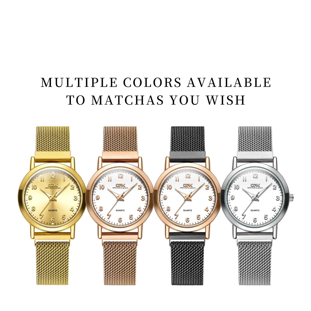 Women's Arabic Numeral Mesh Quartz Watch — Four finish combinations — BandsCo Straps