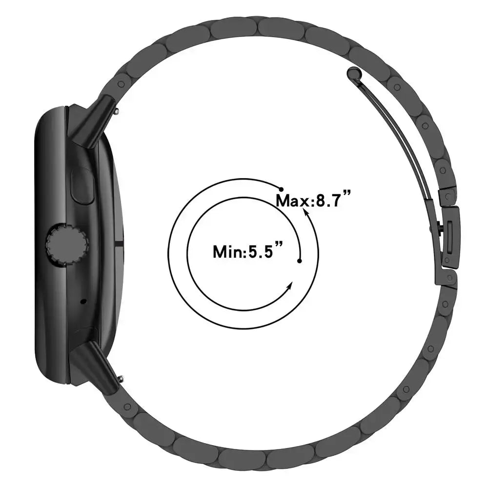 Steel link bracelet wrist-size diagram