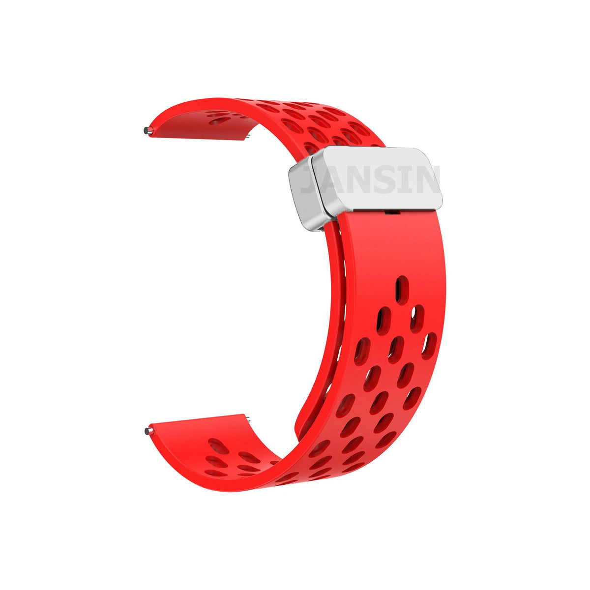 OnePlus Smartwatch Bands Silicone Magnetic Loop Strap Replacement in red with breathable design.