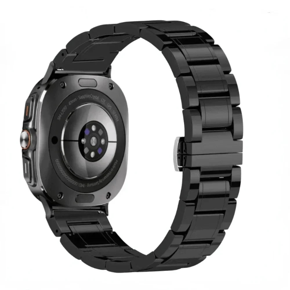 Samsung Galaxy Ceramic Bracelet Watch Band For Watch8/Watch8 Classic/Watch9/Ultra/Ultra2 in black ceramic and metal.