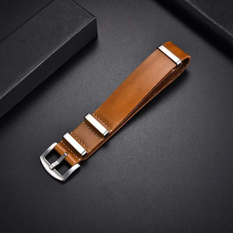 Samsung Galaxy Watch Leather Pass-Through Band in Tan / Silver Buckle