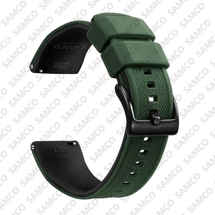 Motorola Moto Textured Silicone Band with Buckle Choices — Army Green / Black / Black Buckle