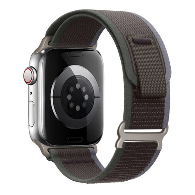 Apple Watch with Trail Loop nylon strap, featuring a durable and comfortable design for daily and adventurous use.