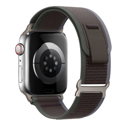 Apple Watch with Trail Loop nylon strap, featuring a durable and comfortable design for daily and adventurous use.