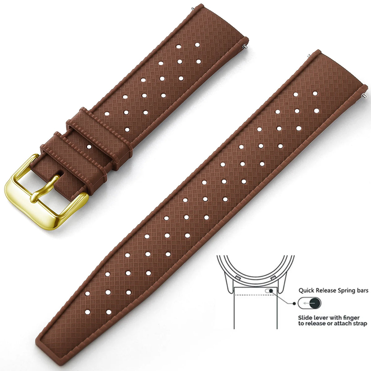 Tropic Silicone Band for Motorola Moto — Brown / Gold Buckle