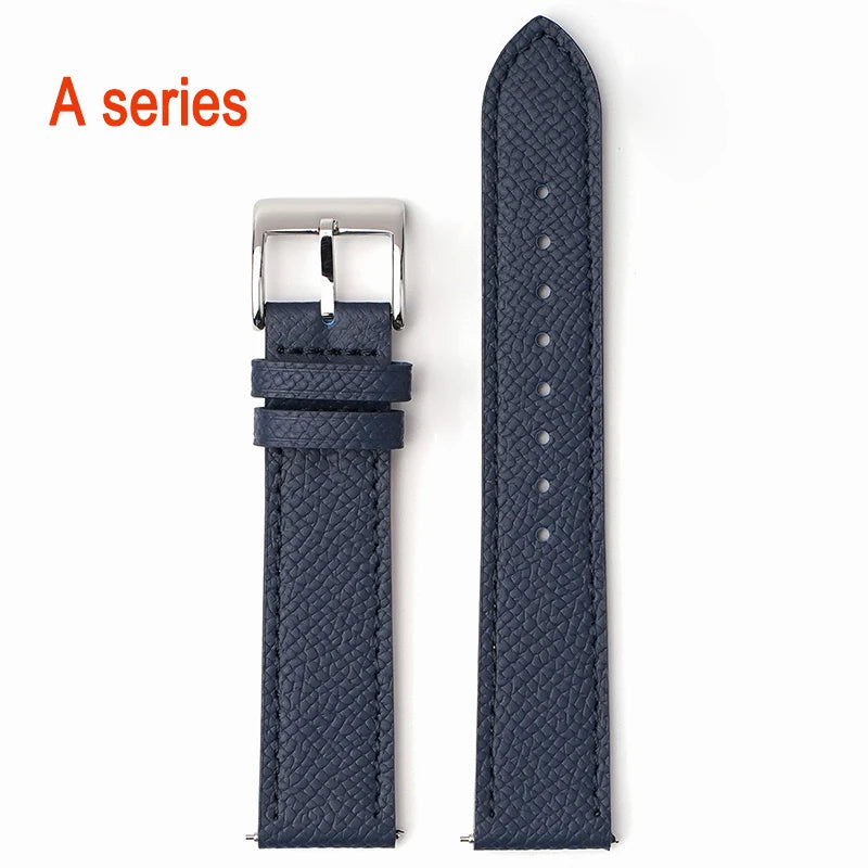 Garmin Epsom Leather Band in Navy Blue with Silver Buckle