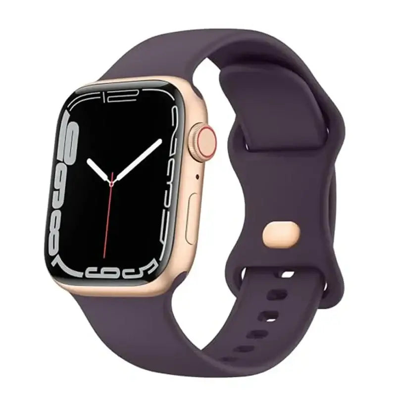 Deep Plum slim silicone Apple Watch band with pin-and-tuck fastening