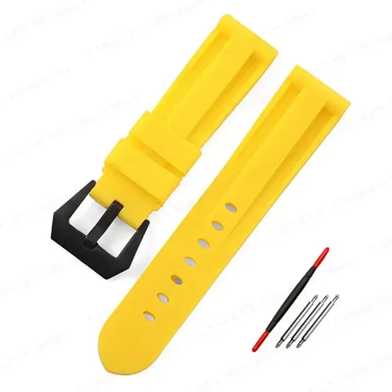 Recessed-Panel Silicone Band in Yellow / Black Buckle for compatible Huawei watches