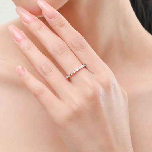 Moonstone Stacking Ring with Crystal Accents, 925 Sterling Silver, photo 1