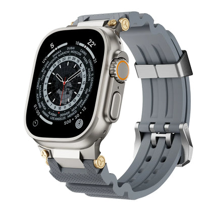 Apple Watch with waterproof silicone sports strap, designed for comfort and durability during workouts and daily wear.
