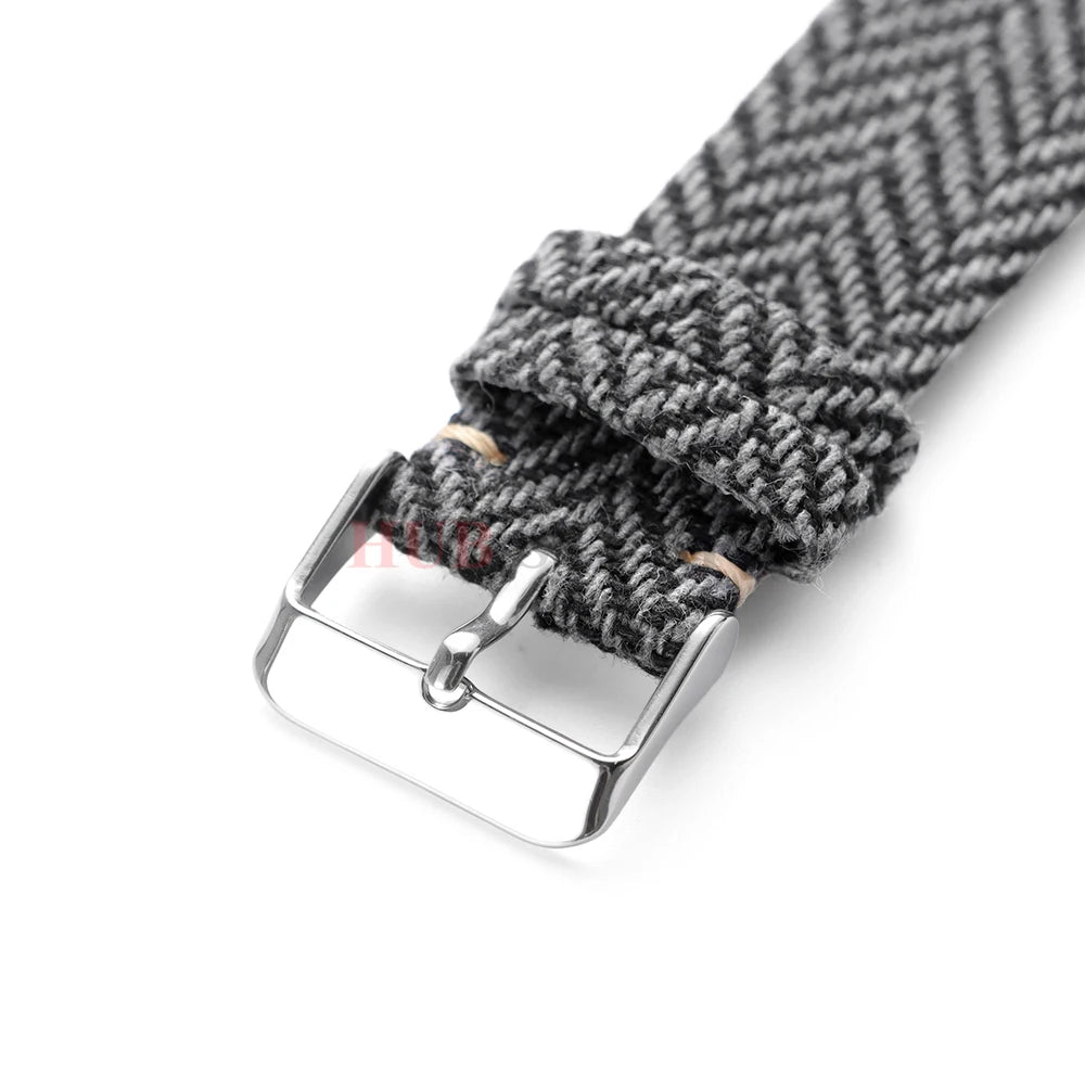 18/20/22mm Quick Release Herringbone Woven Band — buckle close-up