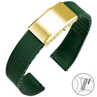 Garmin FKM Rubber Band in Green with Gold Clasp