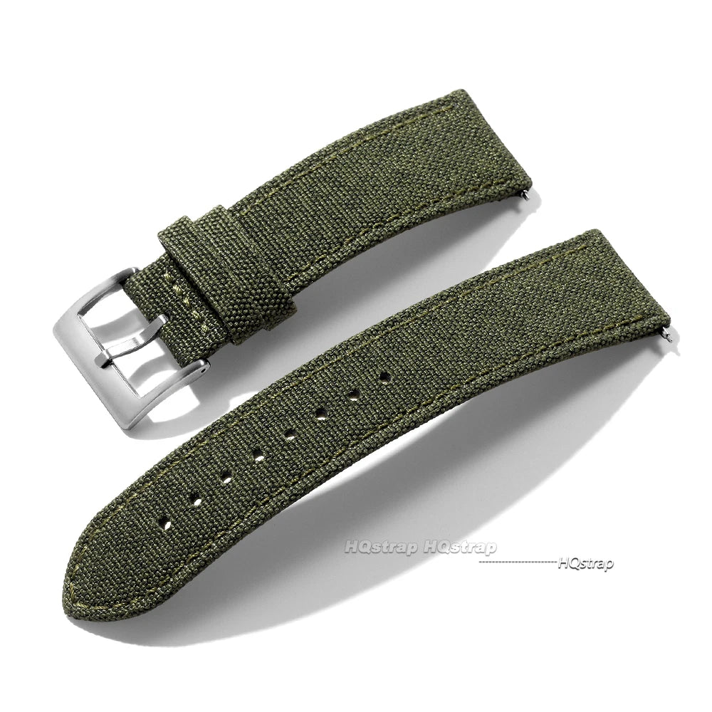 COROS Sailcloth-Style Nylon Band with Leather Lining – Olive Green