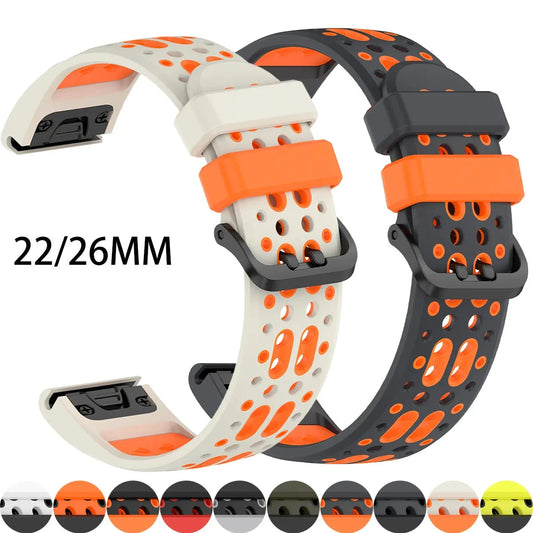 Garmin QuickFit 22/26mm Flexible Two-Tone Vented Silicone Band