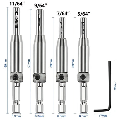 4-bit set: 5/64, 7/64, 9/64 and 11/64 in. with hex key