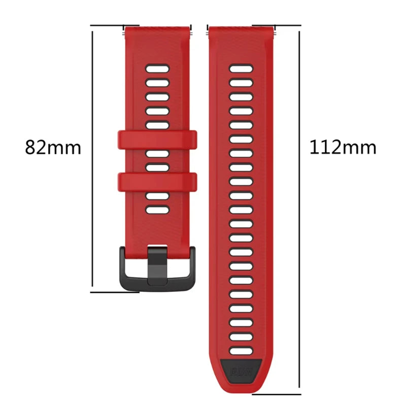 COROS Two-Tone Silicone Watch Band with Rectangular Holes - Band length illustration