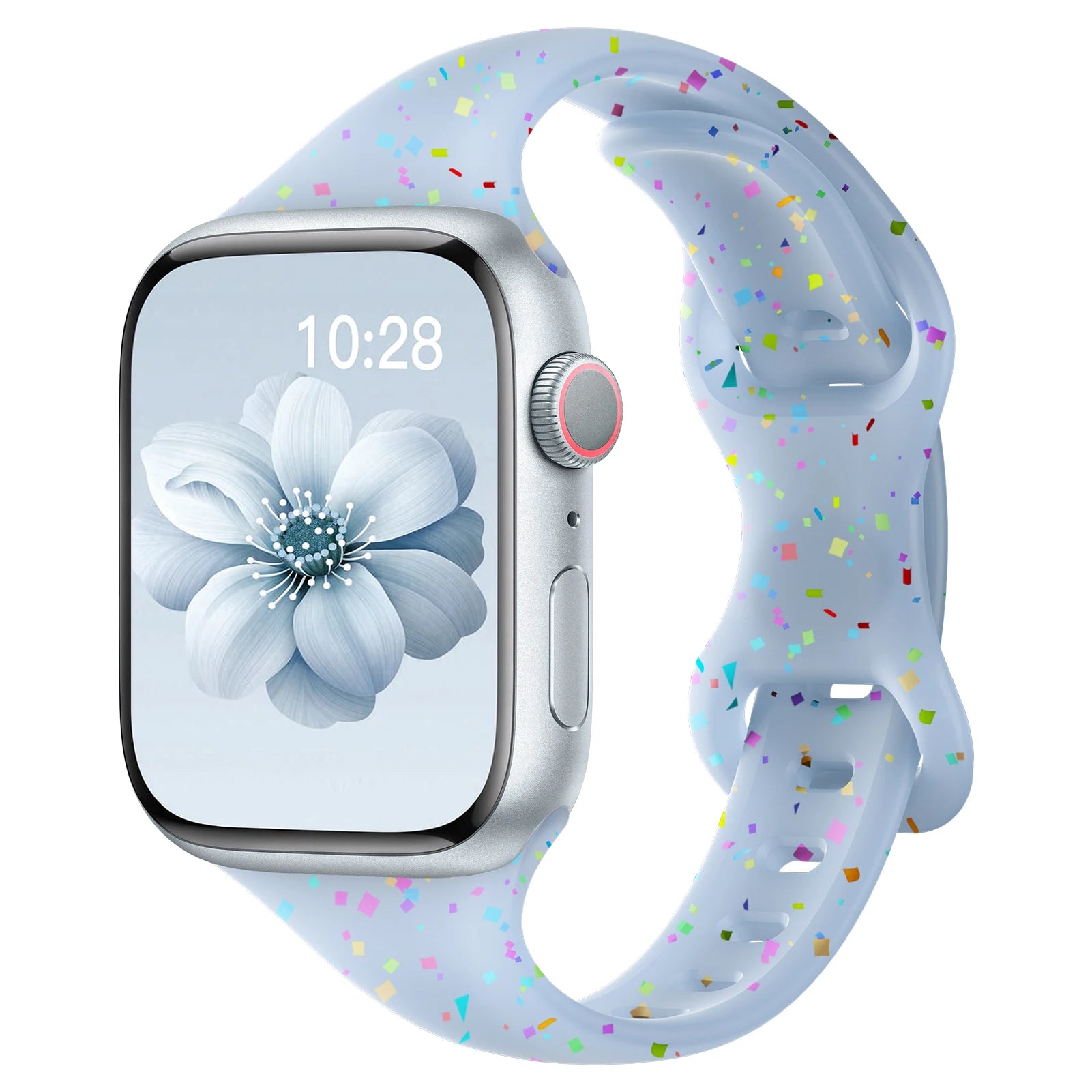 Colorful Apple Watch silicone band featuring a soft, flexible design perfect for all-day wear and workouts.