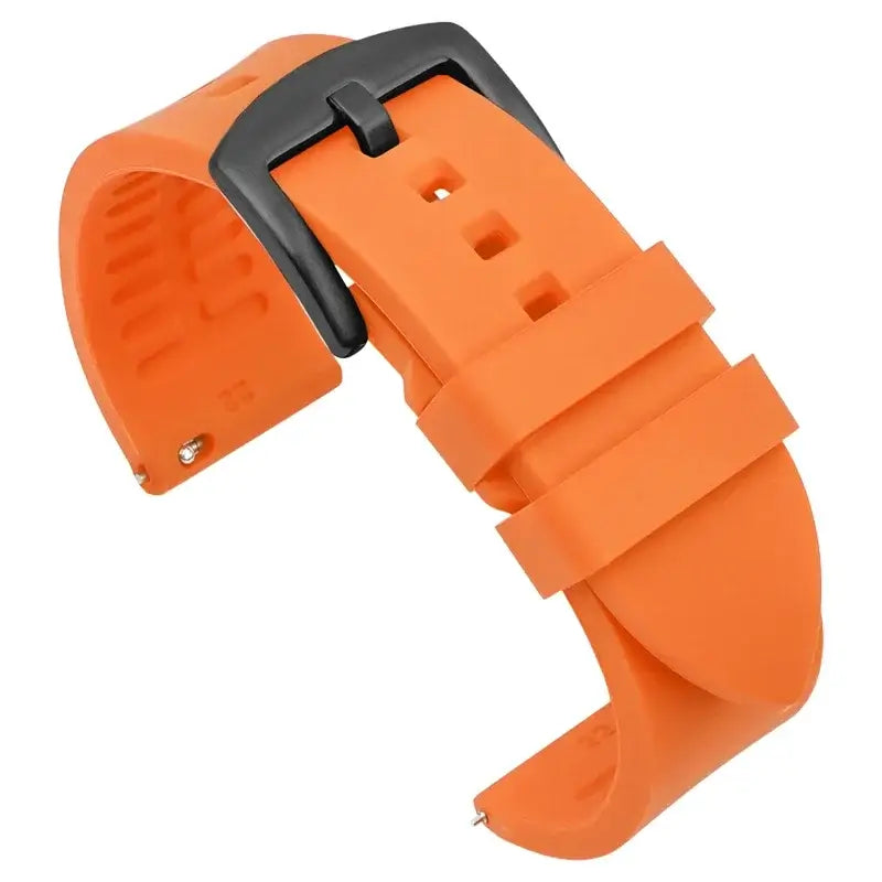 Suunto Smooth Silicone Band with Textured Underside – Orange / Black Buckle