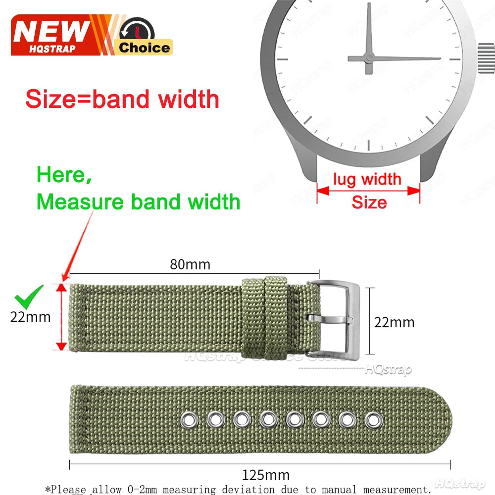 Garmin Nylon Canvas Band — width guide and strap dimensions