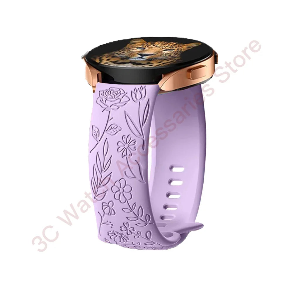 Garmin Rose Engraved Silicone Band in Lilac