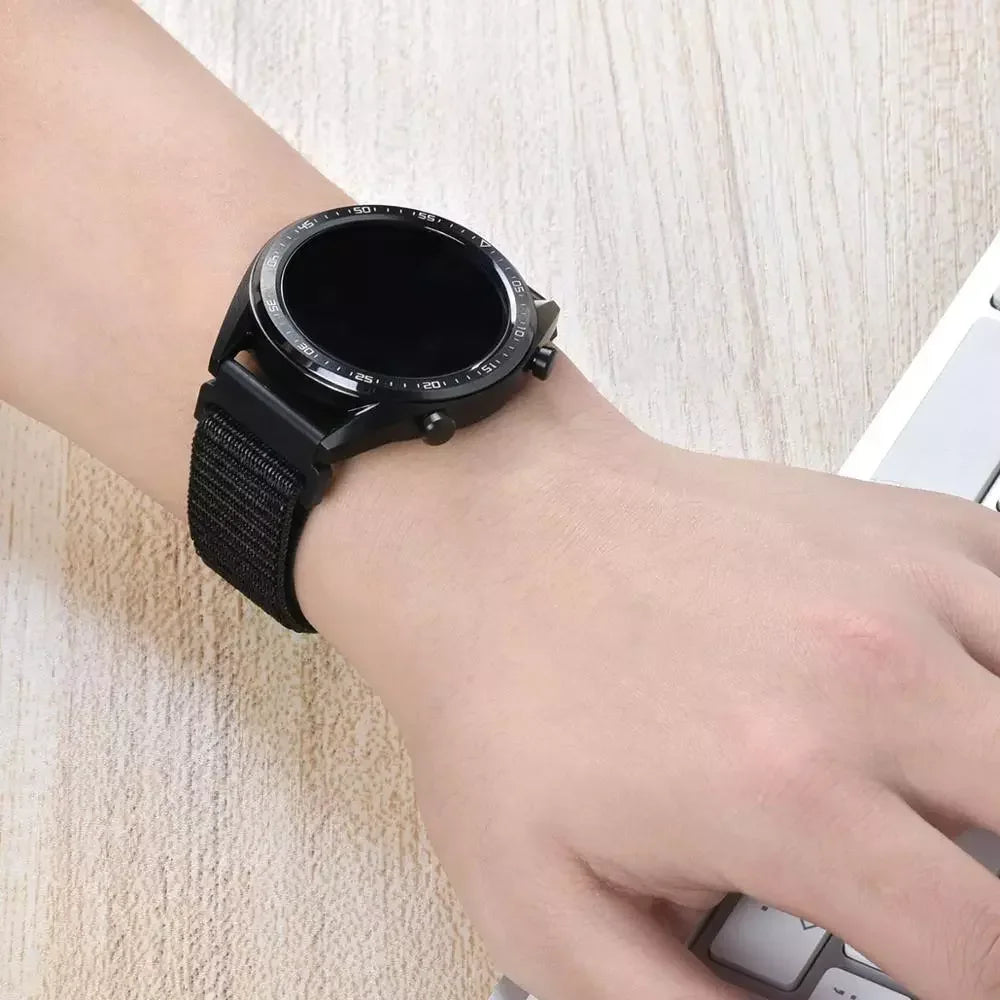 COROS Adjustable Nylon Loop Watch Band in Colors & Camo - Black loop on wrist