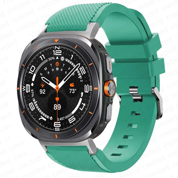 Samsung Galaxy Silicone Sport Watch Band - 20mm/Ultra+Ultra2 in pine green, designed for comfort and style.