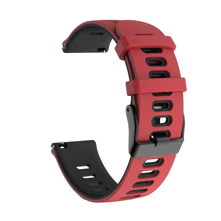 COROS Two-Tone Silicone Watch Band with Rectangular Holes - Red / Black