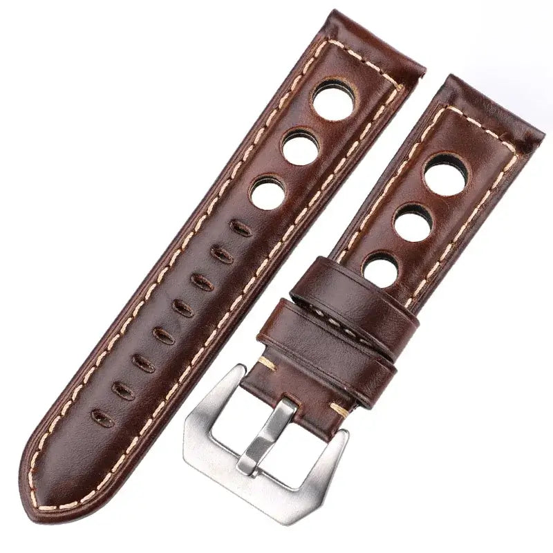 Samsung Galaxy Watch Three-Hole Rally Leather Band in Dark Brown