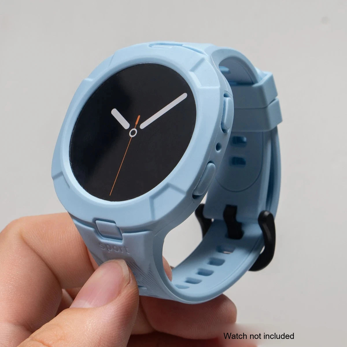 Samsung Galaxy Silicone Sport Watch Band - Case Watch8/Watch8 Classic/Watch9 in light blue color, showcasing a rugged design.
