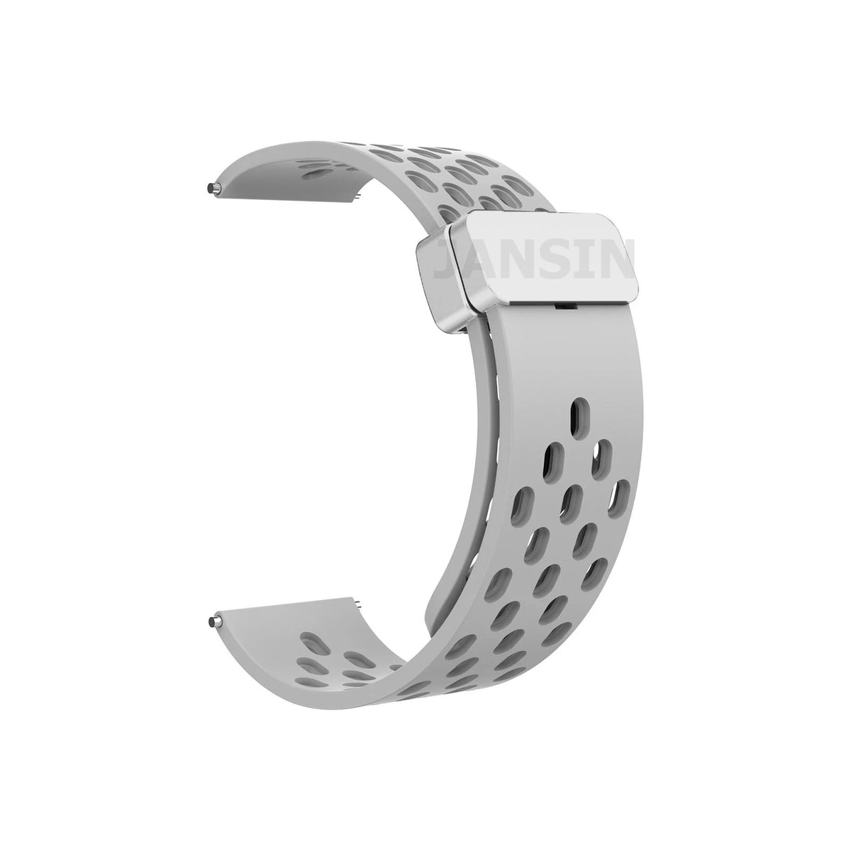 OnePlus Smartwatch Bands Silicone Magnetic Loop Strap Replacement in gray with perforated design for breathability.