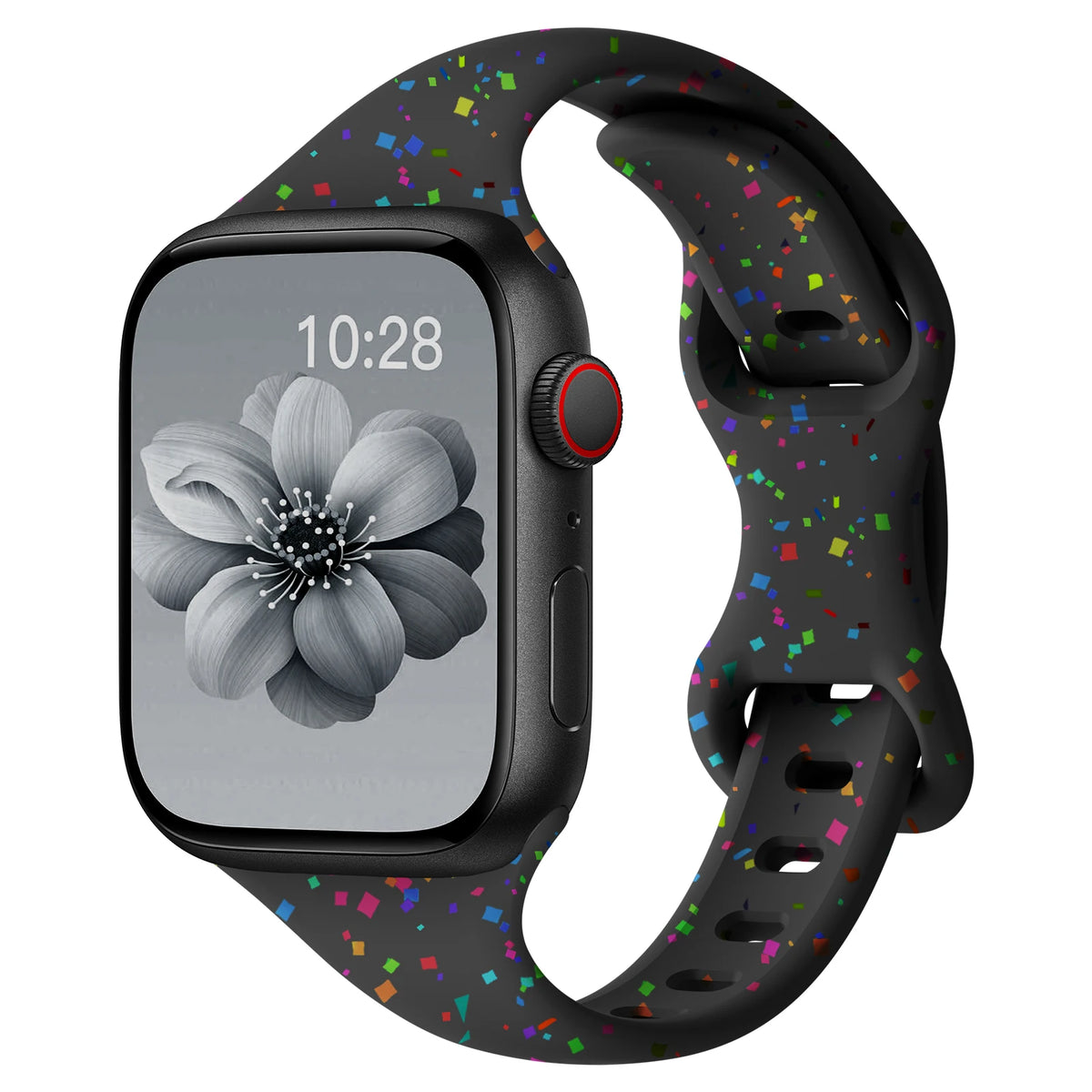 Confetti Speckle Slim Silicone Apple Watch Band in Black