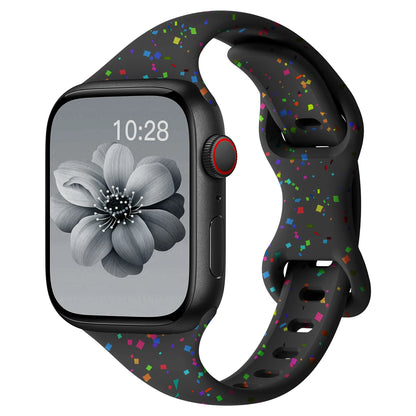 Colorful Apple Watch Silicone Band featuring a soft, flexible design with confetti patterns for style and comfort.