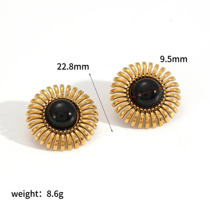 Obsidian Earrings, Stainless Steel, Gold or Silver Tone