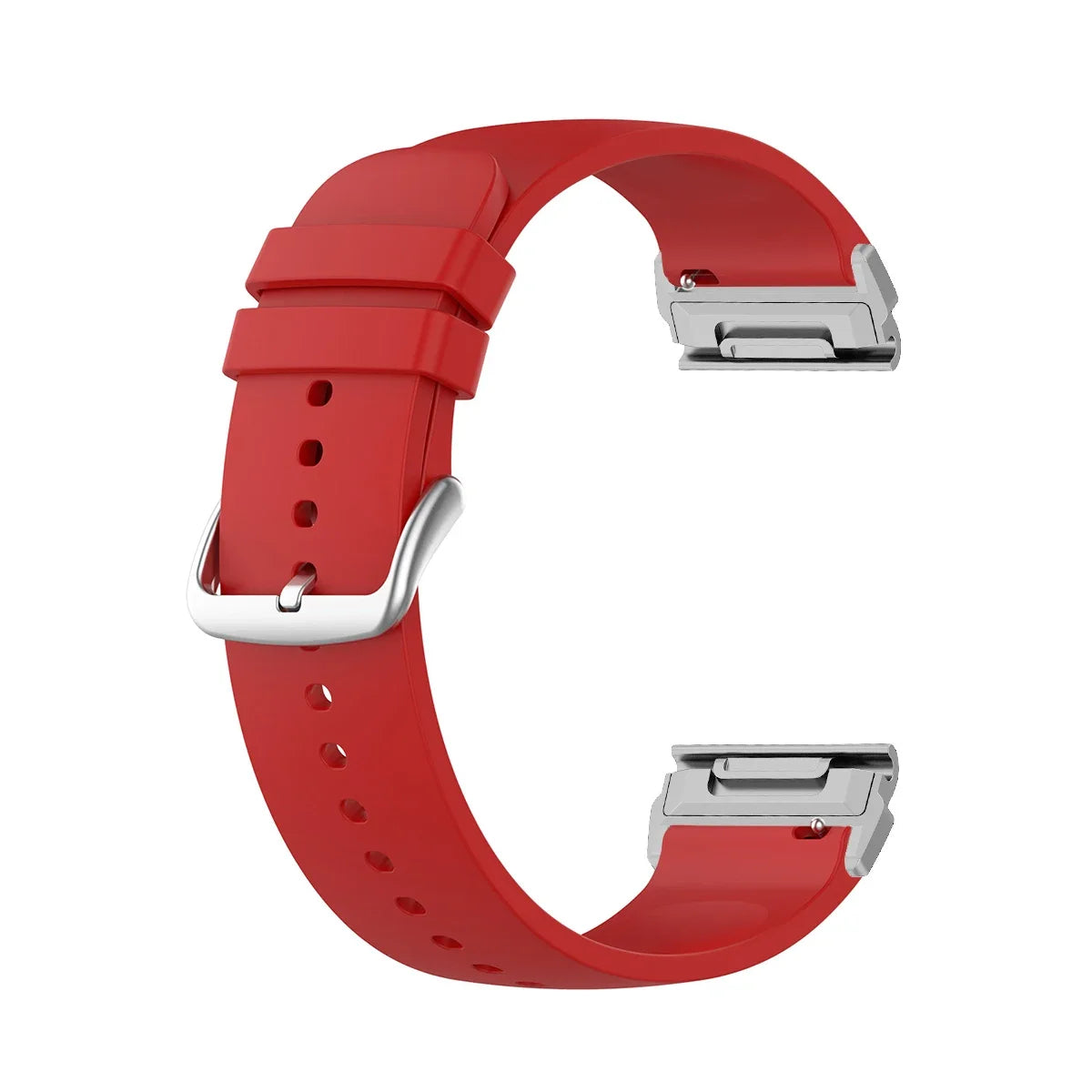 Garmin silicone watch strap in red, comfortable and durable replacement band for smartwatch with quickfit attachment.