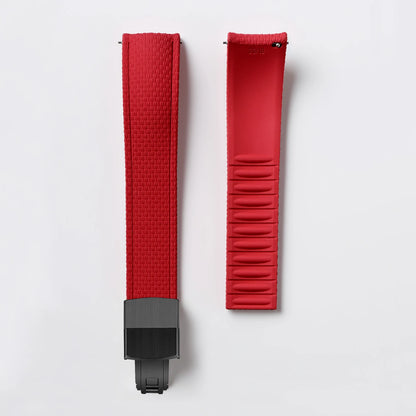 Garmin Curved-End FKM Rubber Band in Red with Black Clasp