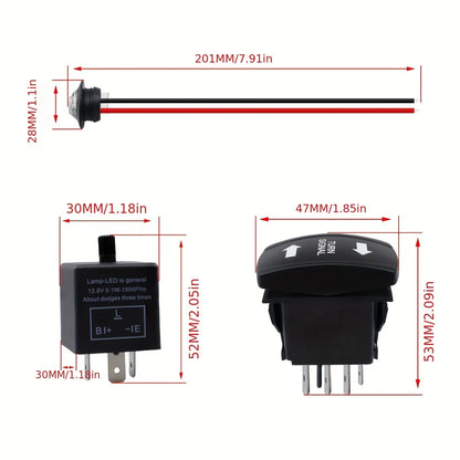 Golf Cart Turn Signal & Horn Kit with Rocker Switches, 12V
