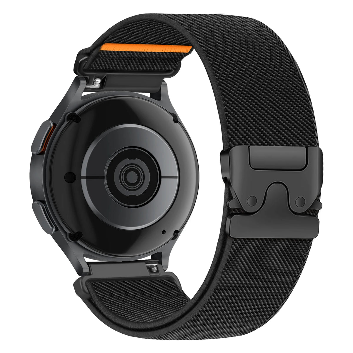 Motorola Moto Nylon Band with Metal Clasp and Orange Accent — Black