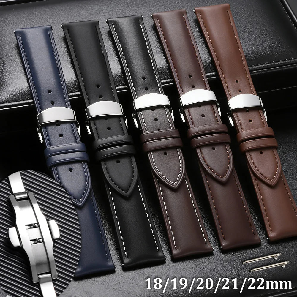 Leather Butterfly Clasp Band in several colors