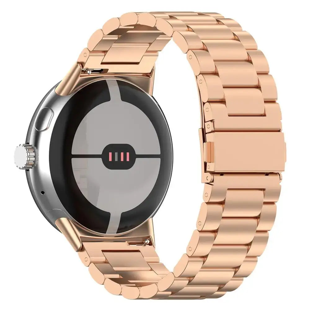 Back view of rose gold steel Pixel Watch bracelet
