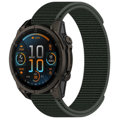 Garmin smartwatch with a breathable nylon loop strap, perfect for workouts and daily wear.