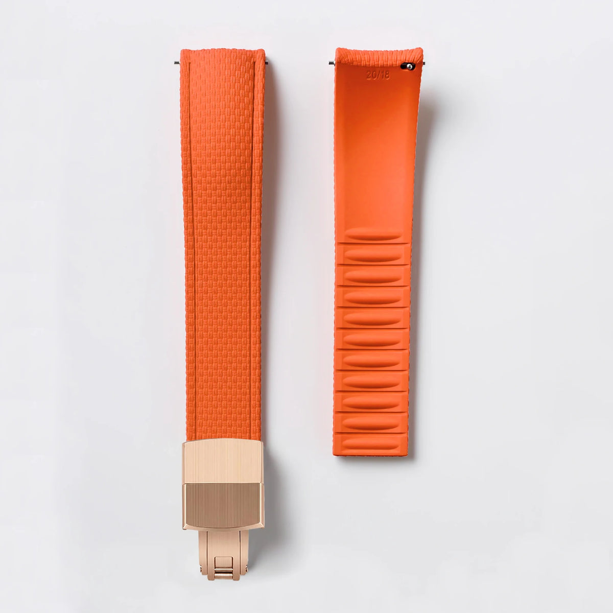 Garmin Curved-End FKM Rubber Band in Orange with Rose Gold Clasp