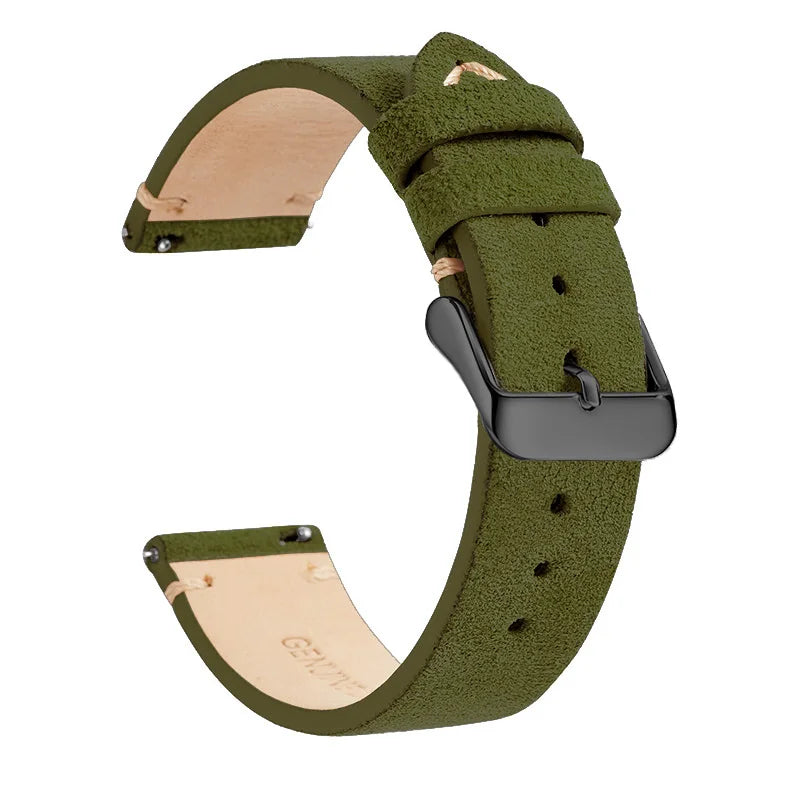 OnePlus Leather Quick Release Watch Band Strap for Smartwatch in green color, designed for comfort and daily wear.